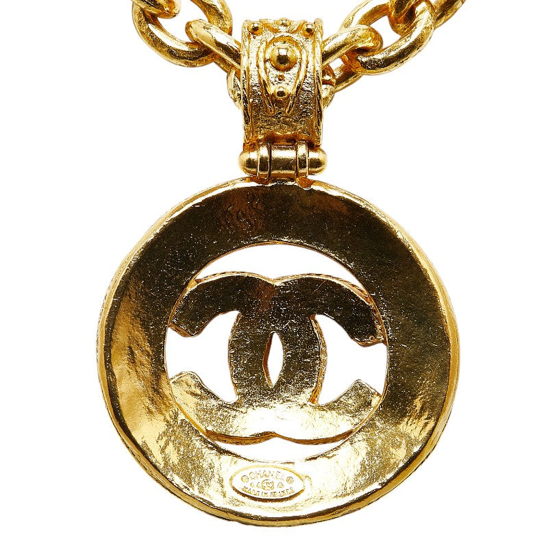Top Quality Chanel Vintage Coco Mark Round Necklace Gold Plated