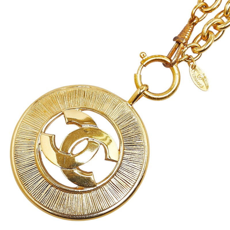 Top Quality Chanel Coco Mark Round Necklace Gold Plated