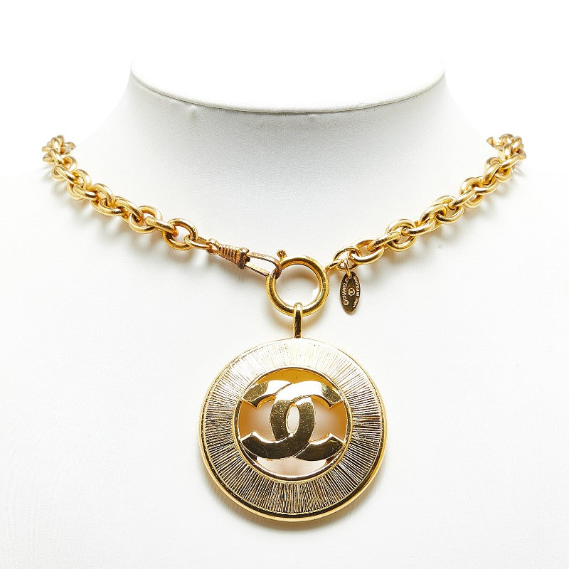 Top Quality Chanel Coco Mark Round Necklace Gold Plated