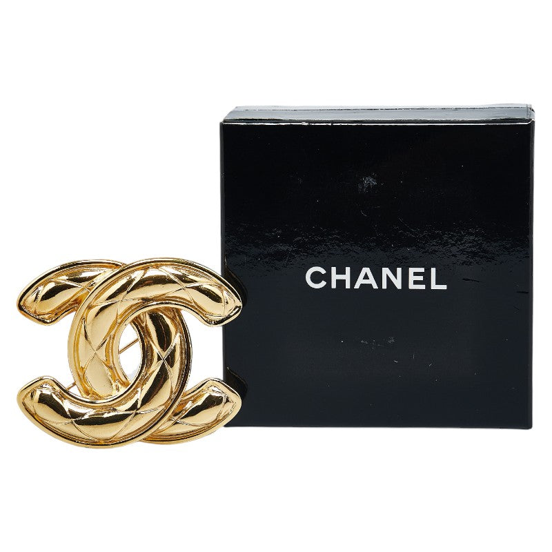 Top Quality Chanel Coco Mark Matelasse Brooch Gold