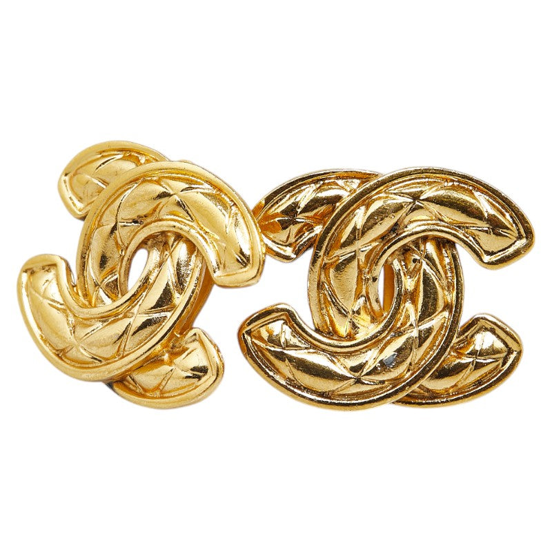 Top Quality Chanel Coco Mark Matelasse Earrings Gold