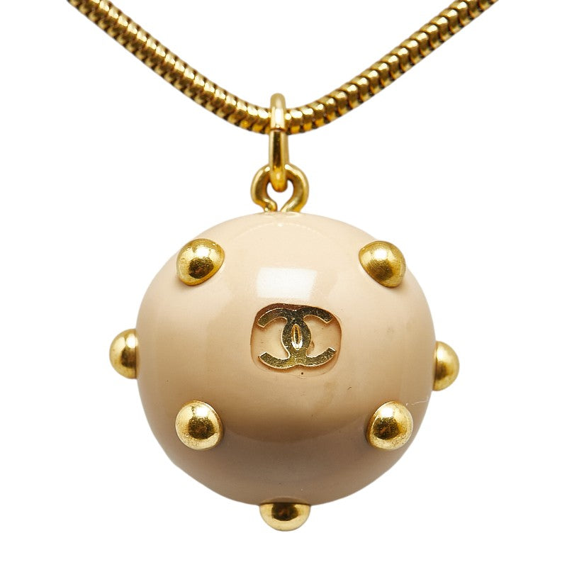 Top Quality Chanel Coco Ball Coco Mark Necklace Gold Plastic