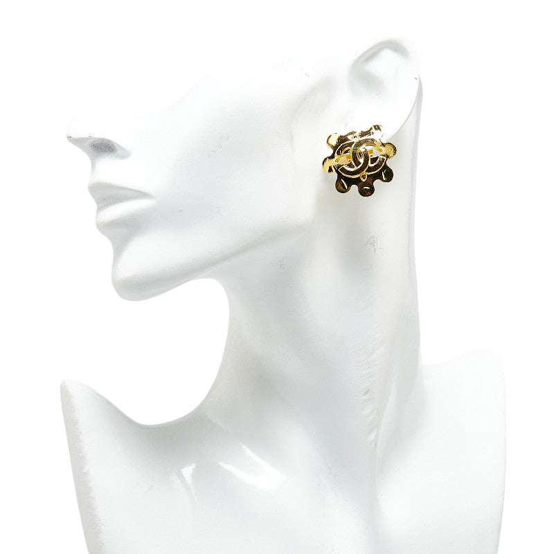 Top Quality Chanel Vintage Coco Mark Flower Earrings Gold