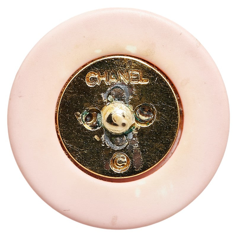 Top Quality Chanel Coco Mark Round Earrings Pink Gold