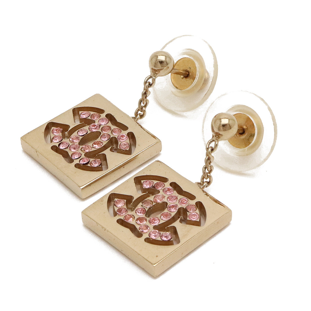 Top Quality Chanel Square Coco Mark Swing Earrings Gold