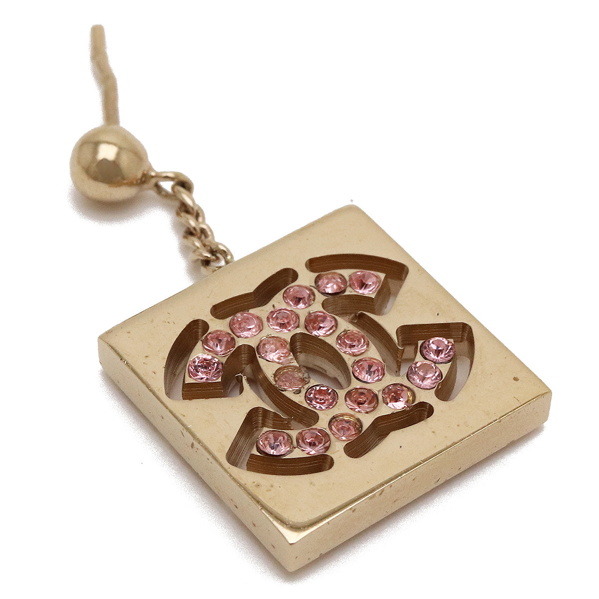Top Quality Chanel Square Coco Mark Swing Earrings Gold