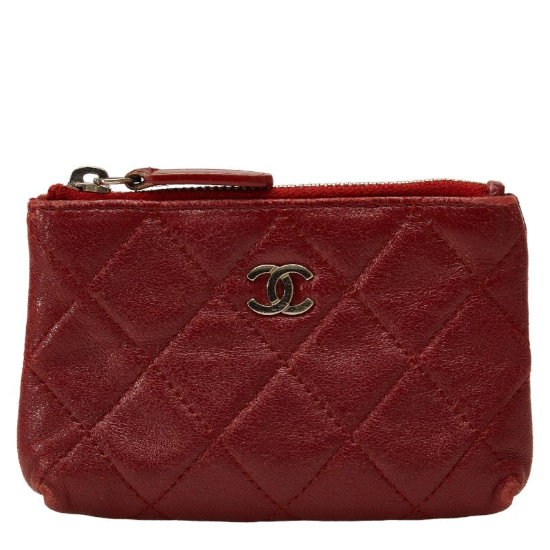 Top Quality Chanel Lambskin Coin Case Wine Red