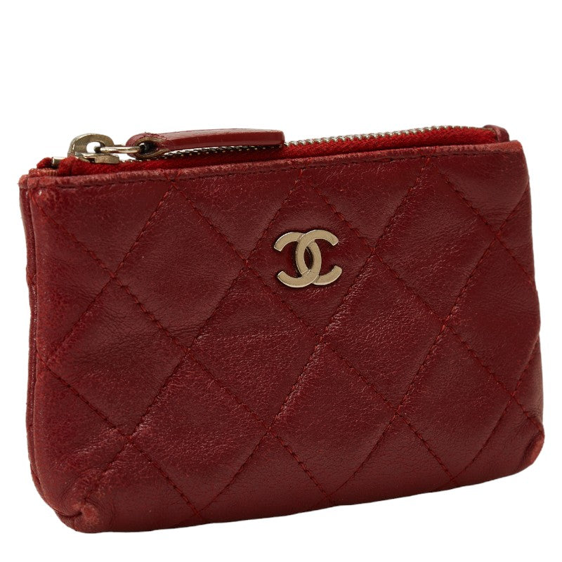 Top Quality Chanel Lambskin Coin Case Wine Red