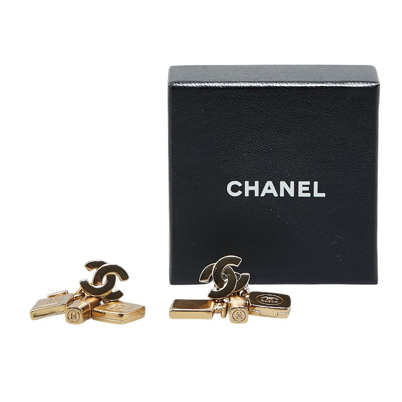 Top Quality Chanel Coco Mark Perfume Lip Foundation Swing Cosmetic Motif Earrings Gold Plated