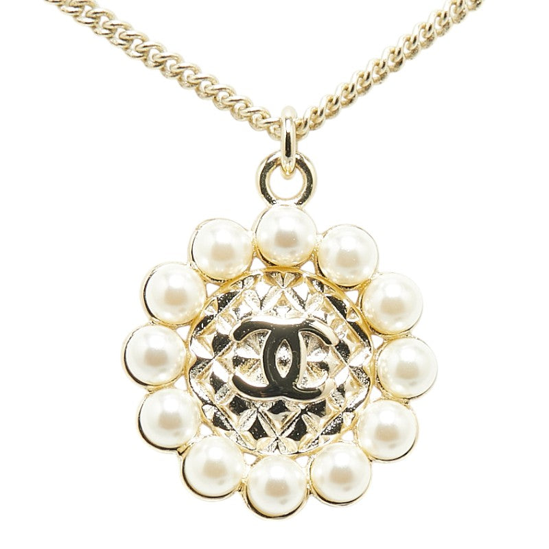Top Quality Chanel Coco Mark Chain Necklace Gold Plated Pearl