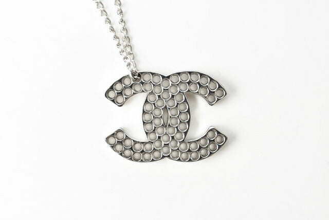 Top Quality Chanel Necklace Pendant CC Studs Black Silver
