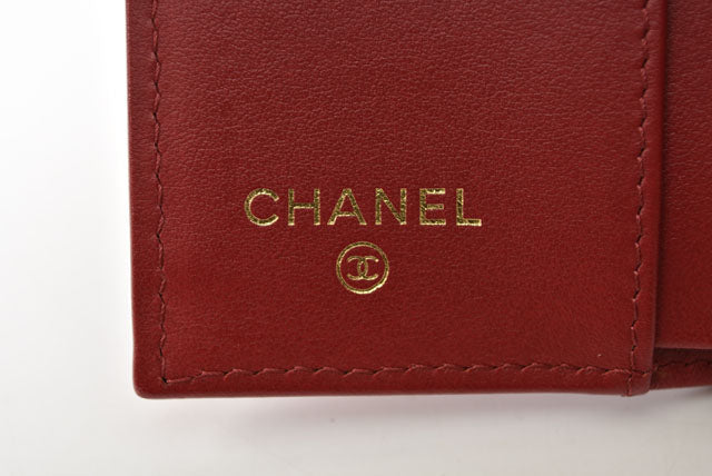 Top Quality Chanel Caviar Skin Mini Trifold Wallet Dark Red