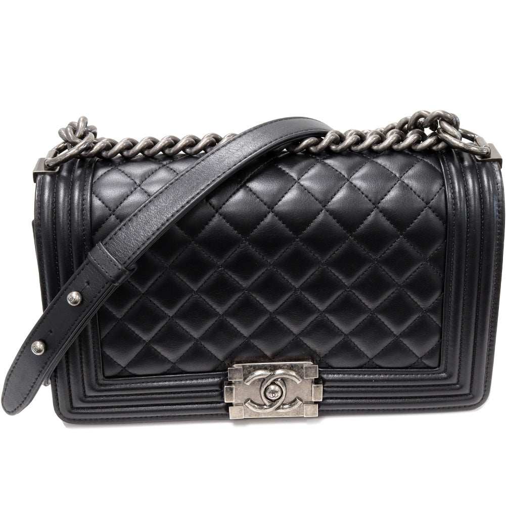 Top Quality Chanel Boy Chain Shoulder Bag Lambskin Black A67086