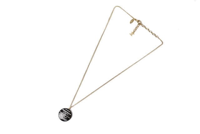 Top Quality Chanel Necklace/Pendant Coco Mark CC Rhinestone Gold/Black