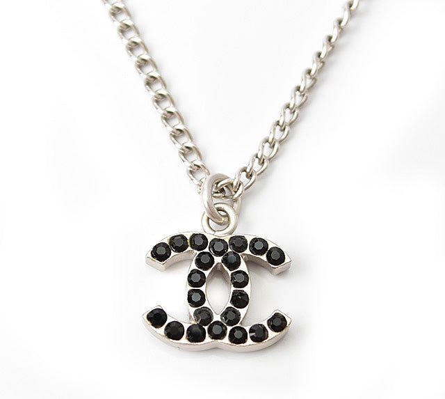 Top Quality Chanel Necklace/Pendant. Metal. Rhinestone. Black/Silver. New