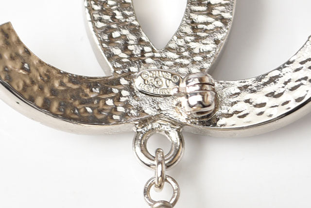 Top Quality Chanel Brooch with Rhinestones and Faux Pearls. Silver