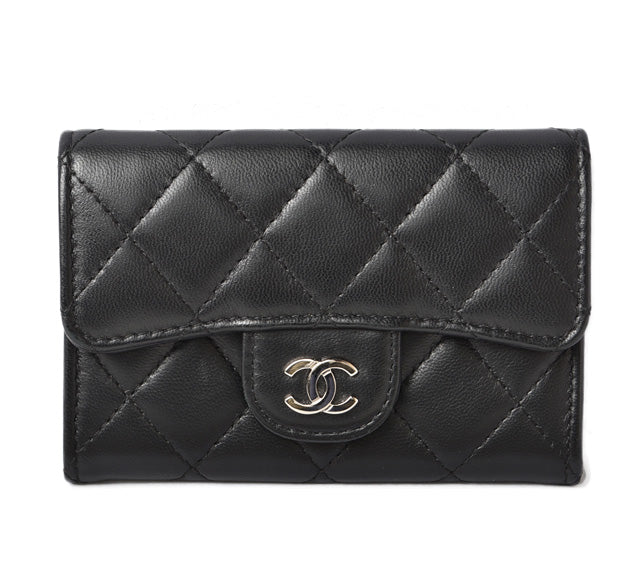 Top Quality Chanel Lambskin Coin/Card Case Black/Bordeaux