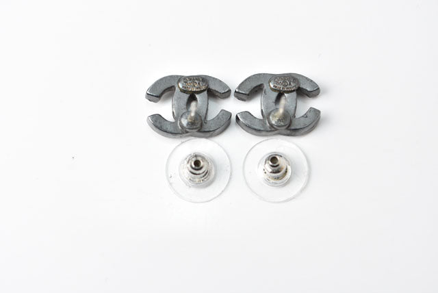 Top Quality Chanel Earrings CC Gunmetal Rhinestone