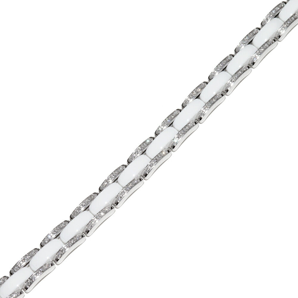 Top Quality Chanel White Gold Ceramic Diamond Bracelet J2931