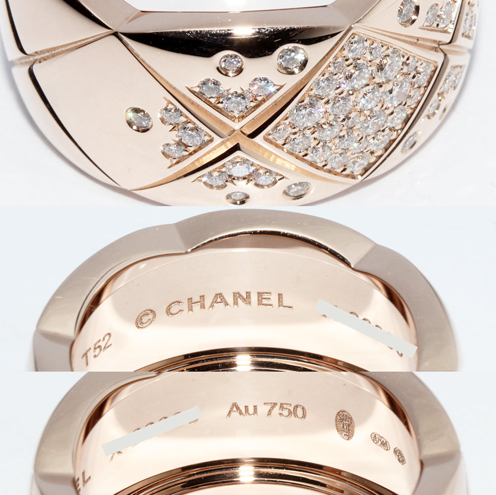 Top Quality Chanel K18 Beige Gold Diamond Coco Crush Ring