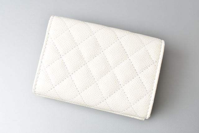 Top Quality Chanel Caviar Skin Boy Top Quality Chanel Mini Wallet Off White Gold