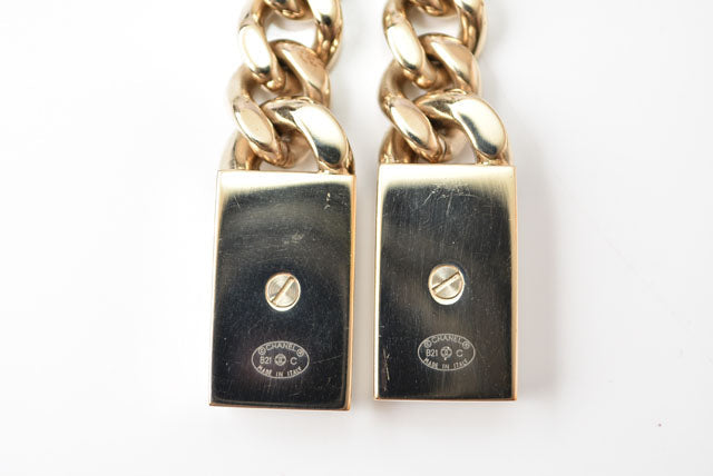 Top Quality Chanel Swing Earrings CC Mark Rhinestone Champagne Gold