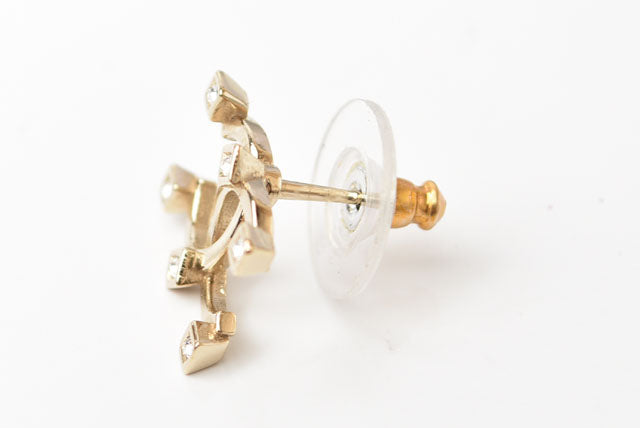 Top Quality Chanel Gold CC Mark Rhinestone Earrings
