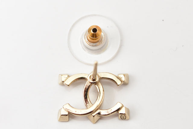 Top Quality Chanel Gold CC Mark Rhinestone Earrings