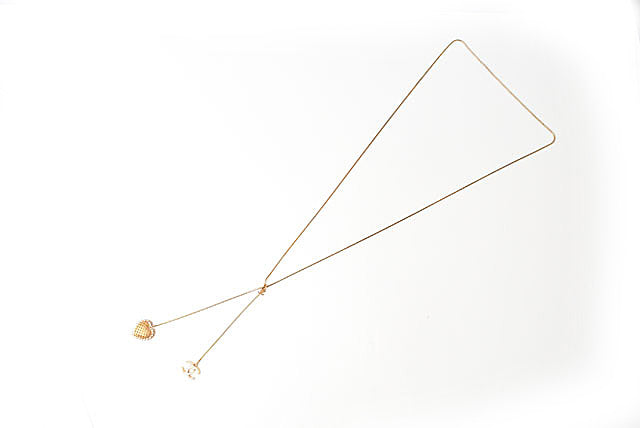 Top Quality Chanel Necklace/Pendant Long CC Heart Rhinestone Gold
