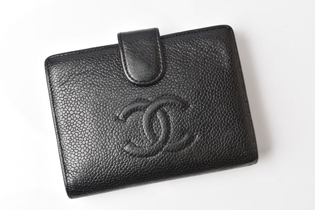 Top Quality Chanel Caviar Skin Vintage Wallet Black