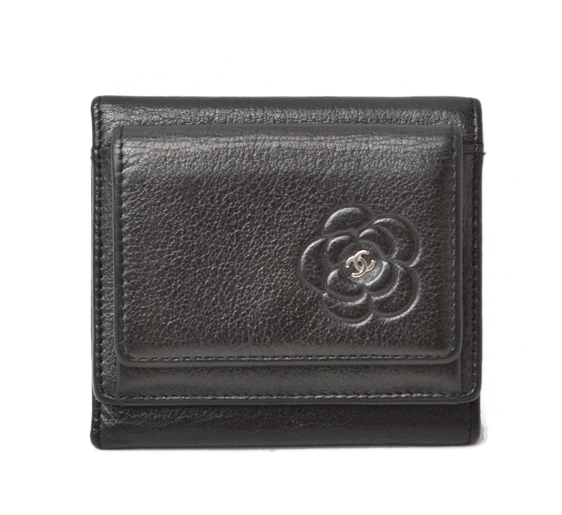 Top Quality Chanel Camellia Lambskin Compact Wallet