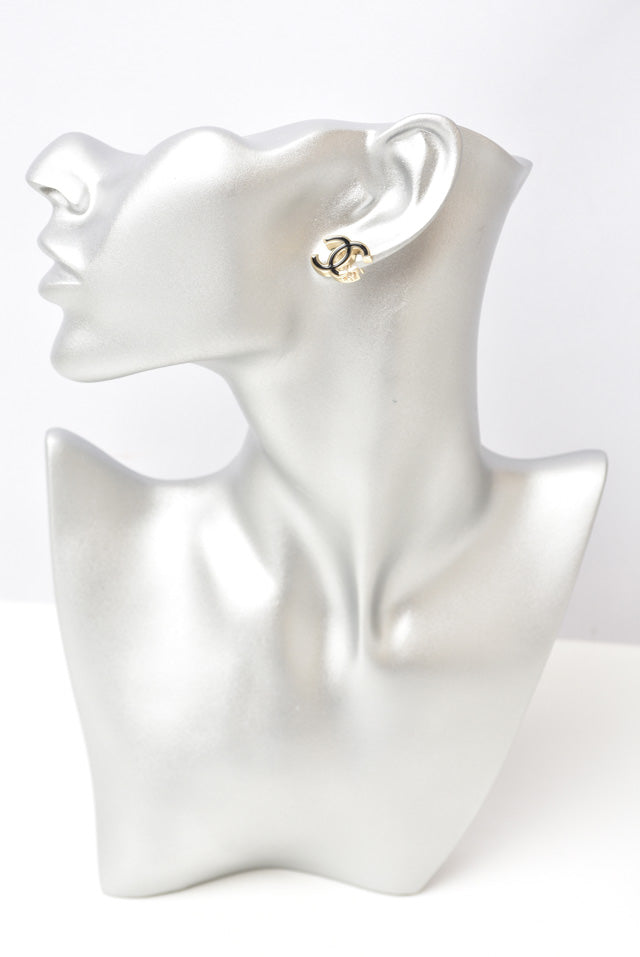 Top Quality Chanel Earrings CC Mark Clover Black/Gold