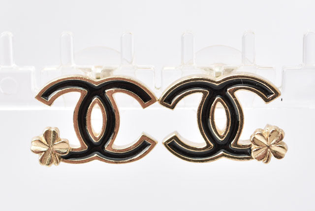 Top Quality Chanel Earrings CC Mark Clover Black/Gold