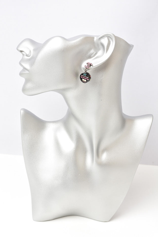 Top Quality Chanel CC Circle Rhinestone Earrings