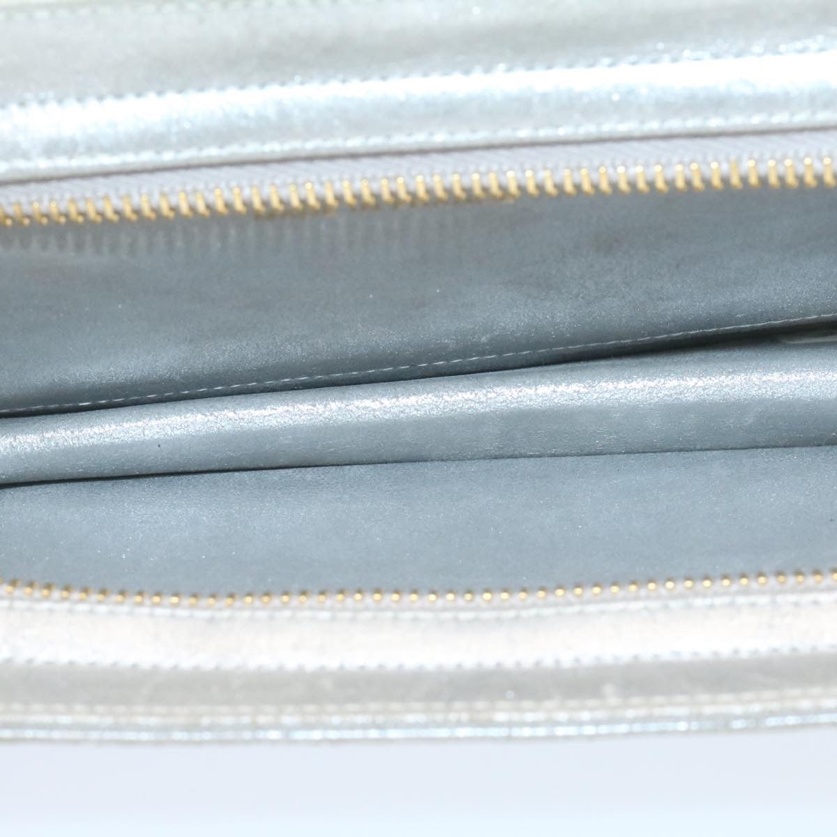 Top Quality Chanel Clutch Bag Leather Silver CC Auth 26857A
