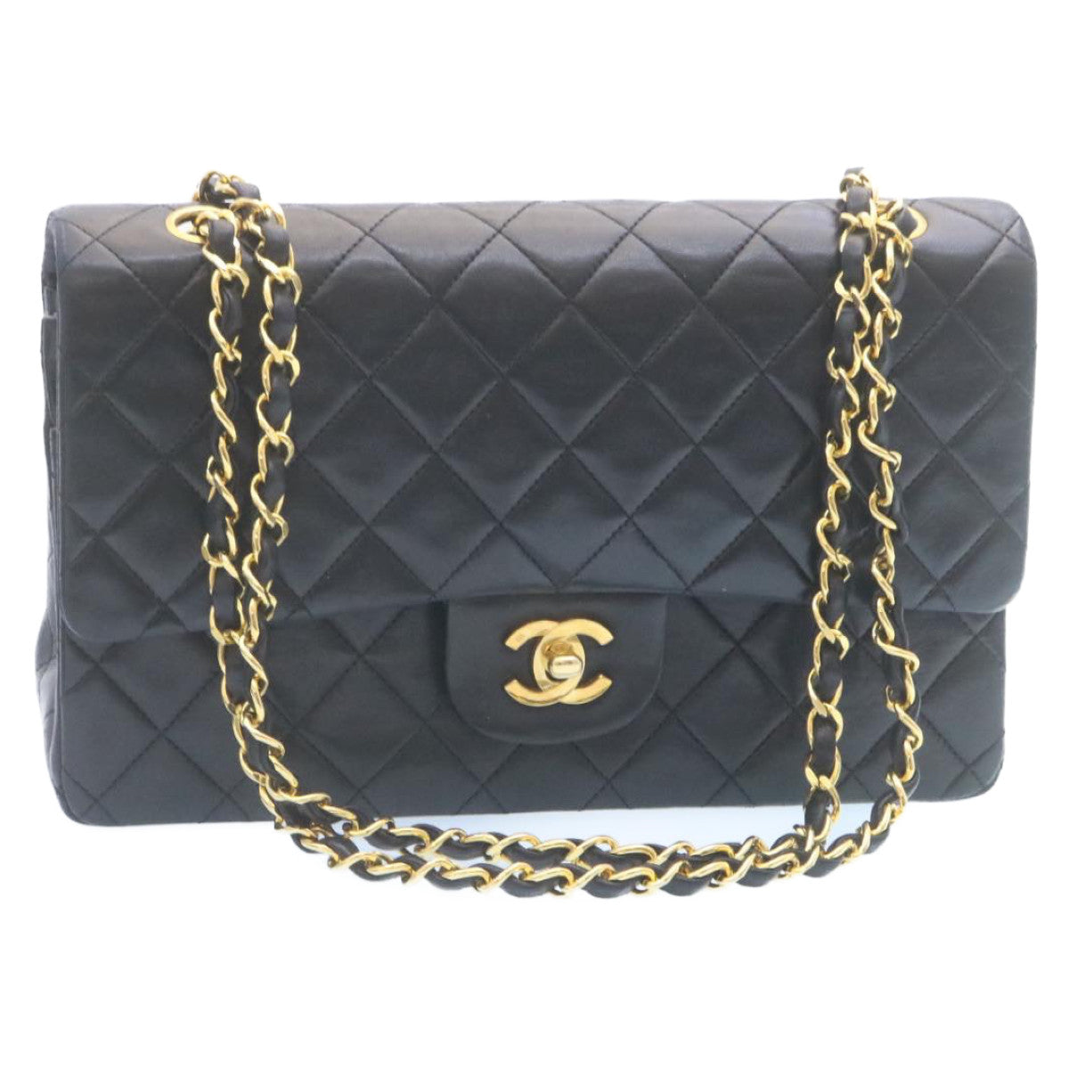Top Quality Chanel Classic Matelasse 25 Chain New Shoulder Bag Lamb Skin Black Auth 29001A