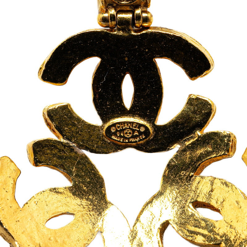 Top Quality Chanel Vintage Triple Coco Mark Gold Plated Necklace