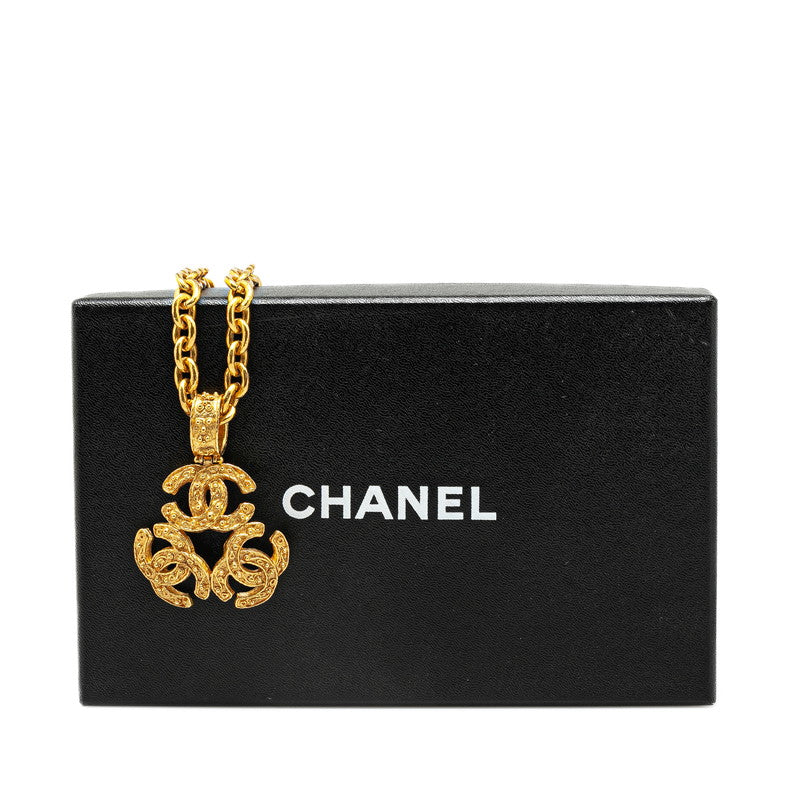 Top Quality Chanel Vintage Triple Coco Mark Gold Plated Necklace