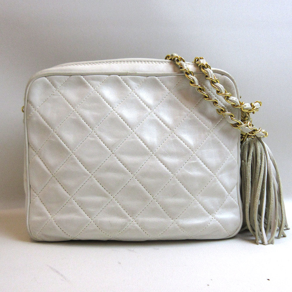 Top Quality Chanel Lambskin Chain Shoulder Bag White Gold Hardware