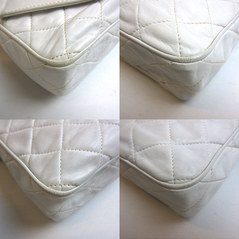 Top Quality Chanel Lambskin Chain Shoulder Bag White Gold Hardware