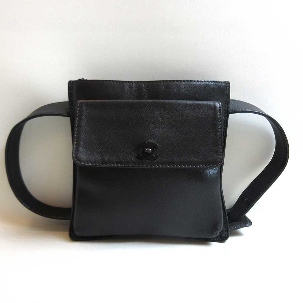 Top Quality Chanel Leather Waist Pouch Black