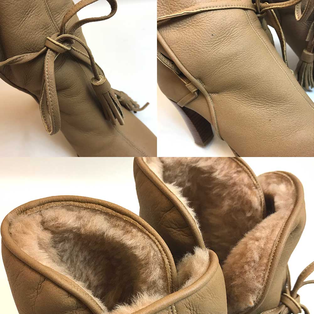 Top Quality Chanel Leather Shearling Boots Brown