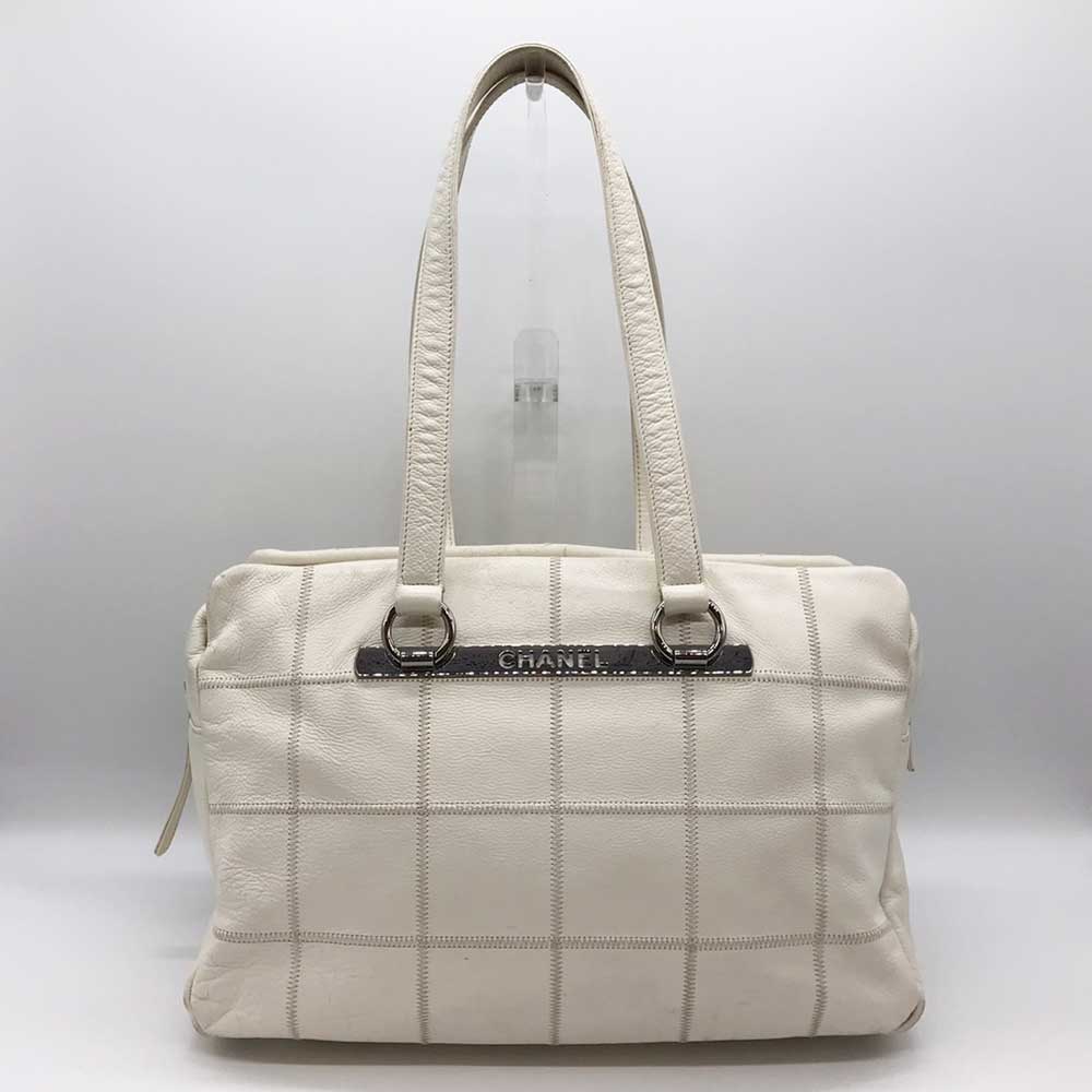 Top Quality Chanel Leather Boston Bag White Chocolate Bar