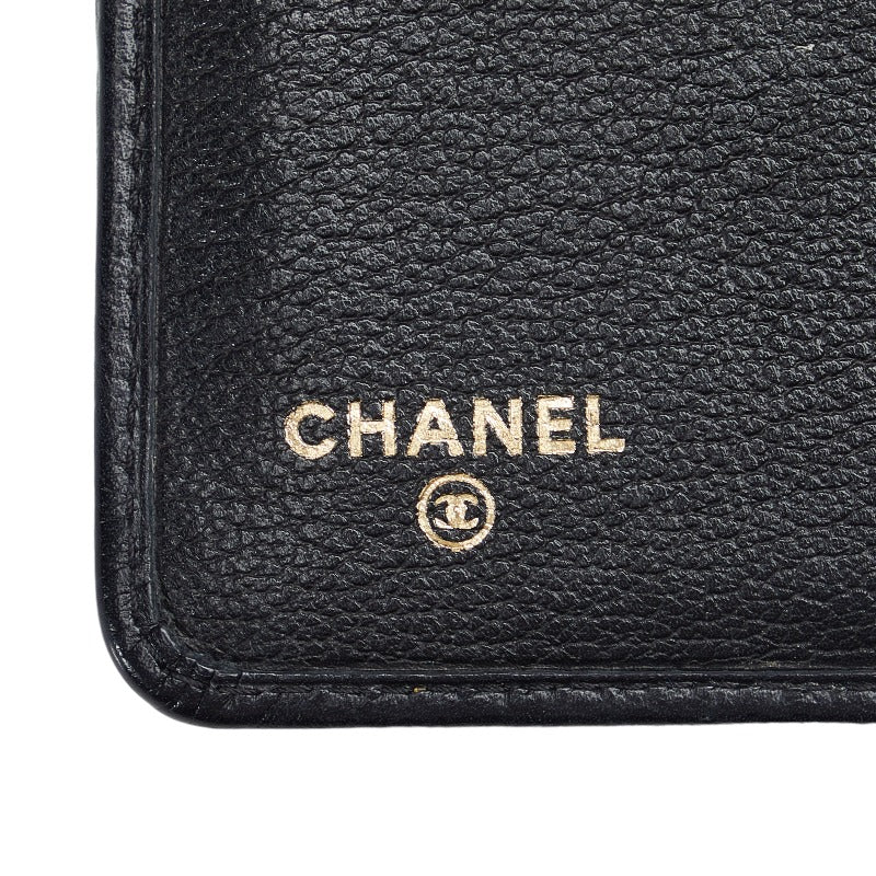 Top Quality Chanel CAMERIA COCOMARK Folding Wallet Black Leather CHANEL