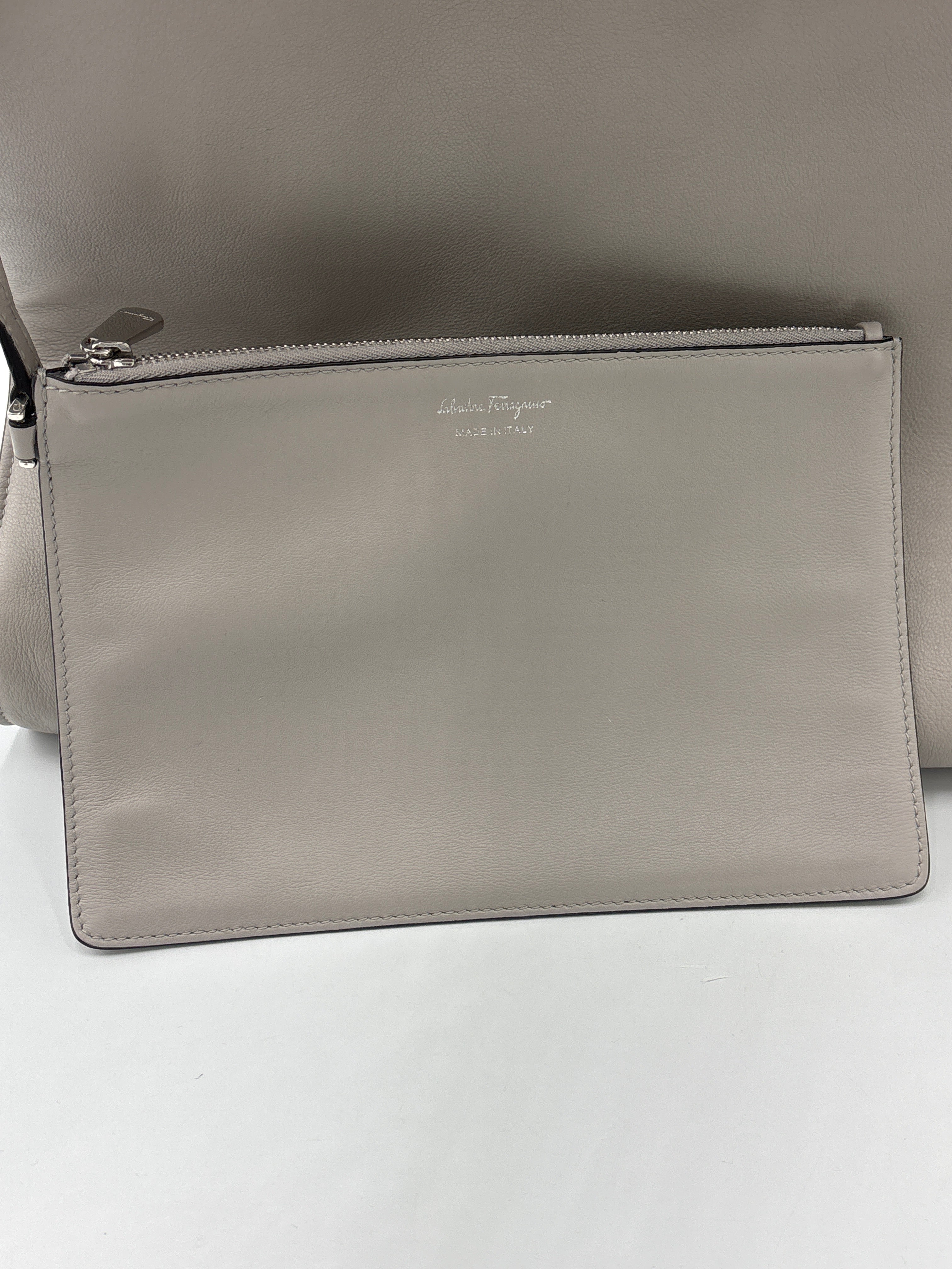 Ferragamo Gancini Clasp Leather Luxury Tote w/ Pouchette