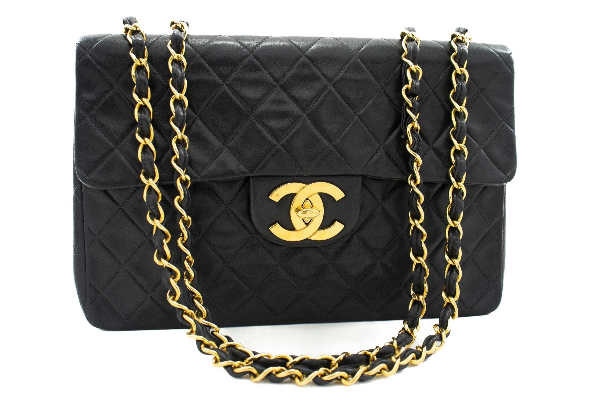 Top Quality Chanel Classic Large 13 New Chain Shoulder Bag Black Lambskin