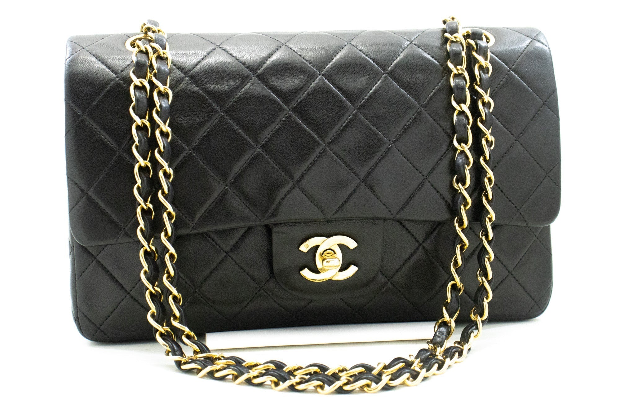 Top Quality Chanel Classic Double New 10 Chain Shoulder Bag Black Lambskin