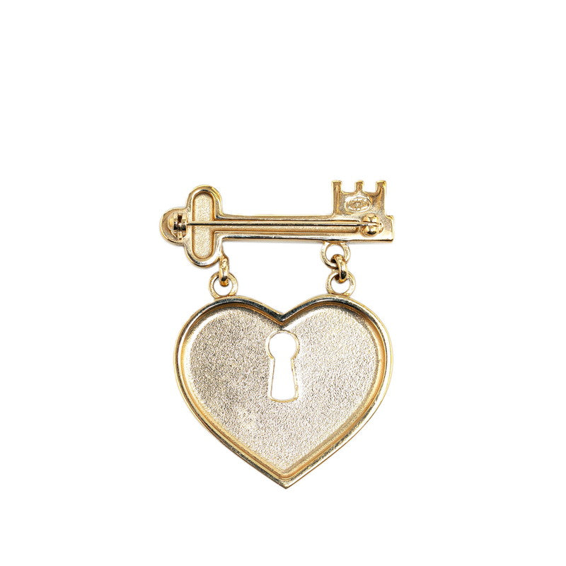 Top Quality Chanel Coco Mark Heart Key Motif Rhinestone Brooch