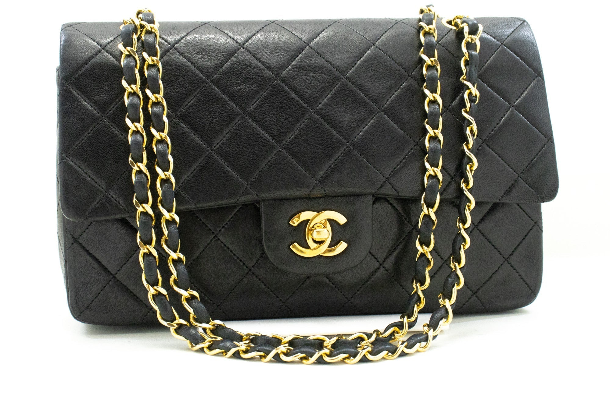 Top Quality Chanel Classic Double New 10 Chain Shoulder Bag Black Lambskin