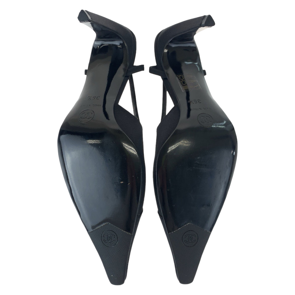 Top Quality Chanel Satin Coco Mark Black Pumps